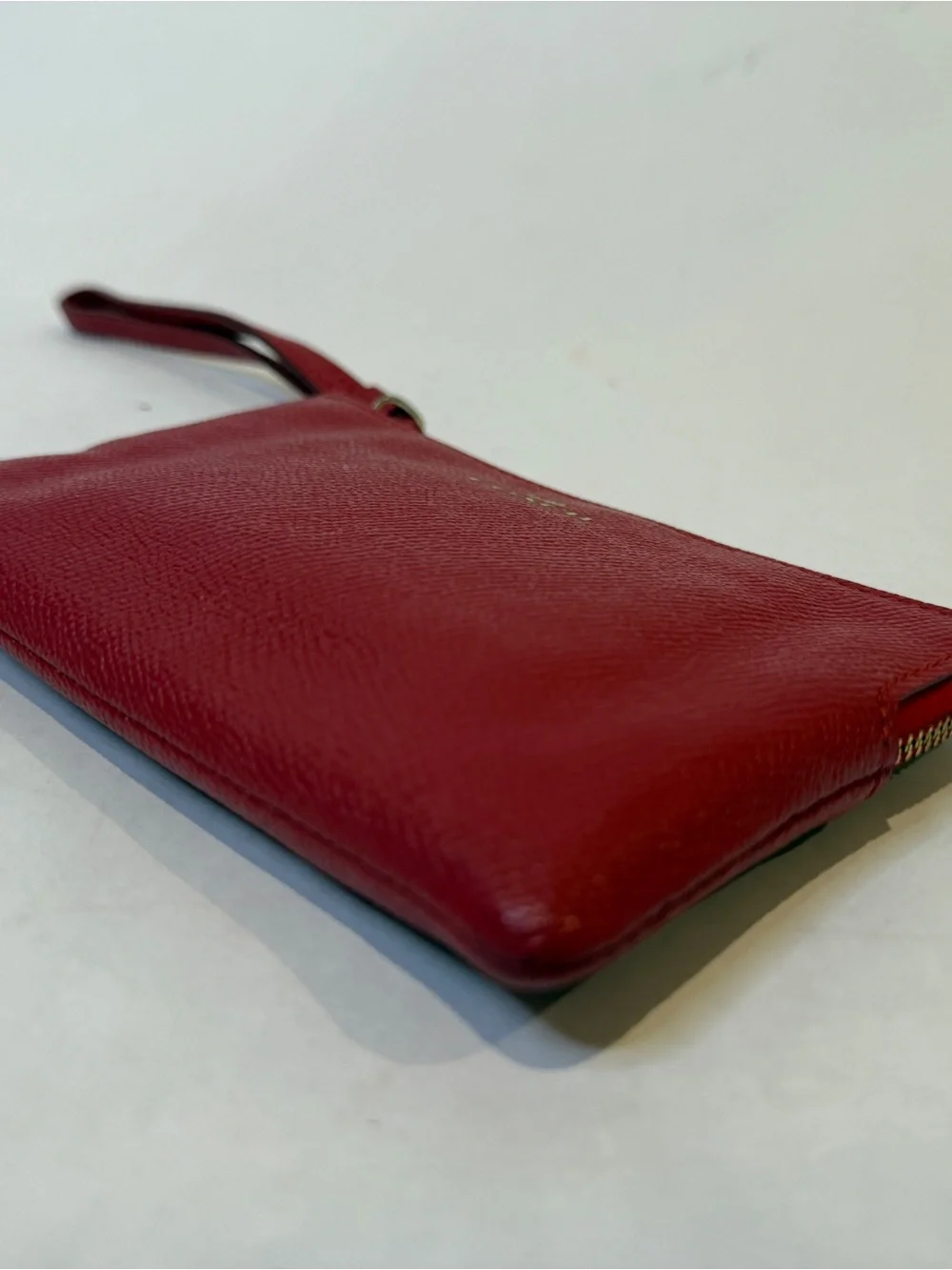Coach Red Leather Wristlet with Gold Logo